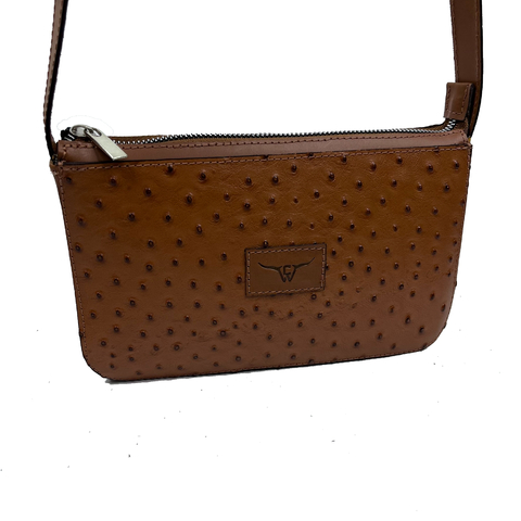 Bolsa Cincow 9353 em Couro Estampa Avestruz Guarana