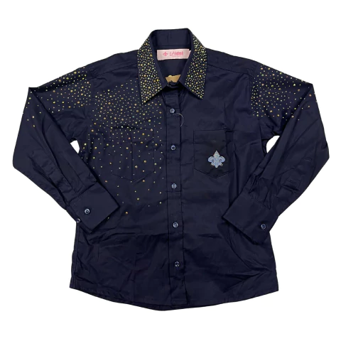 Camisa Infantil Fem Laidol M/L LA2380 Lisa Strass Marinho