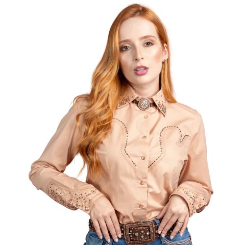Camisa Fem Miss Country 2070 Houston Bege - comprar online