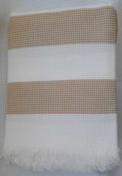 Manta Pie De Cama Nordico Decoración Tejido Panal rayado