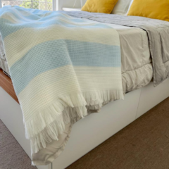 Manta Pie De Cama Nordico Decoración Tejido Panal rayado