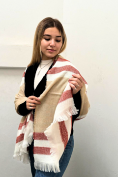 Pashmina 1012 Beige y Bordo