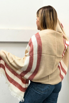 Pashmina 1012 Beige y Bordo - comprar online