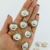 Botão de Metal - Coroa 18mm Dourado / Branco - 5 unidades