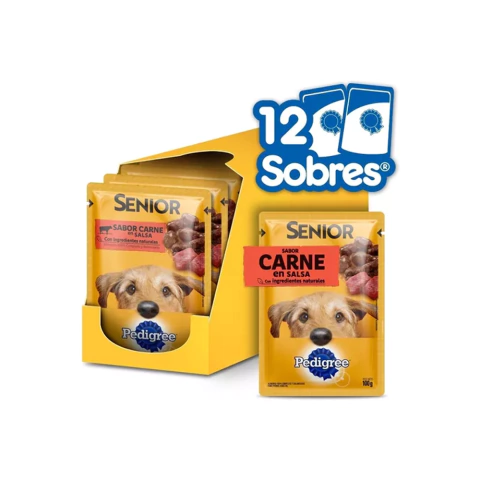 PEDIGREE ADULTO +7 AÑOS SOBRECITO CAJA 12 UNIDADES X 100 GRS