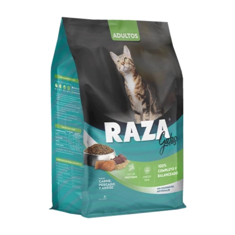 RAZA GATOS CARNE PESCADO ARROZ x 15 KG