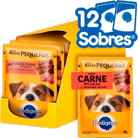 PEDIGREE POUCH ADULTO CARNE EN SALSA X 100 GRS {{CAJA X12 UND}}