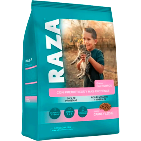 RAZA GATOS CACHORROS SABOR CARNE Y LECHE 8 KG