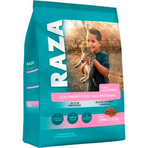 RAZA GATOS CACHORROS SABOR CARNE Y LECHE 8 KG