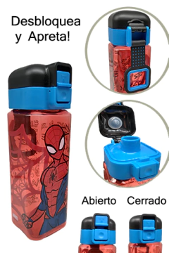 Botella cuadrada 550ml Spiderman/Minnie