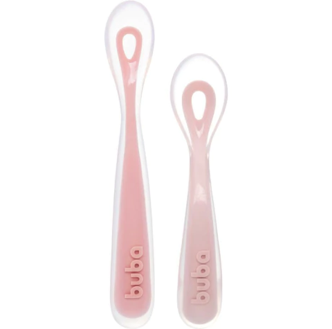 Kit 2 Colheres em Silicone Fases 1 e 2 Rosa Buba - comprar online