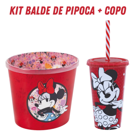 Kit Balde de Pipoca + Copo Minnie Plasútil