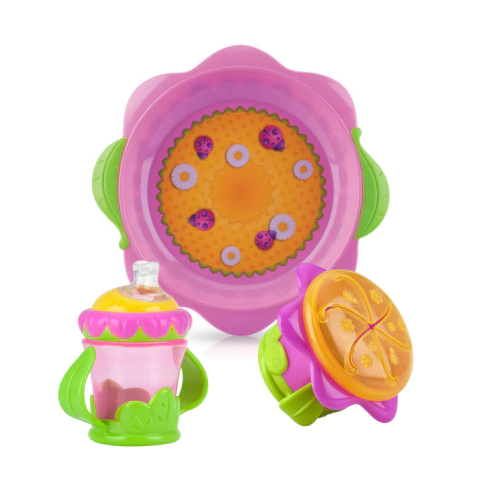 Kit Prato + Snack + Copo Flor Nûby