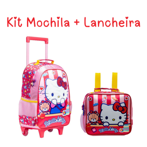 Kit Mochila"16" Rodinhas + Lancheira Hello Kitty Xeryus - comprar online
