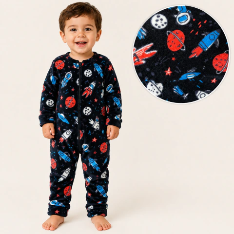 Macacão Tam.3 Pijama Fleece Espaço