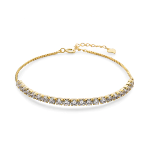 Pulsera Golden Half Tennis Crystals | Plata 925 Italiana Bañada en Oro 18kts - comprar online