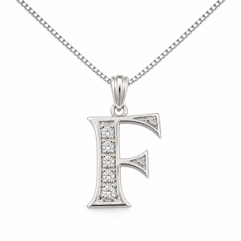 Cadena Dije Letra Inicial F | Plata 925 Italiana