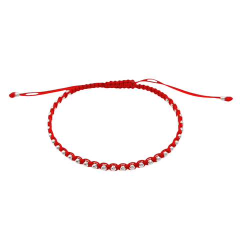 Pulsera Hilo Rojo Bolitas | Plata 925 Italiana - comprar online