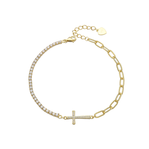Pulsera Golden Cross | Plata 925 Italiana Bañada en Oro 18kts - comprar online
