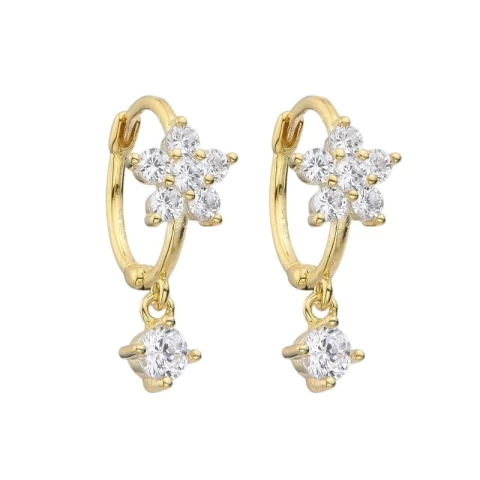 Aros Golden Flower's | Plata 925 Italiana Bañada en Oro Amarillo - comprar online