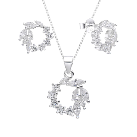 Conjunto Circle Leaves Crystals | Golden or Silver | Plata 925 Italiana - comprar online