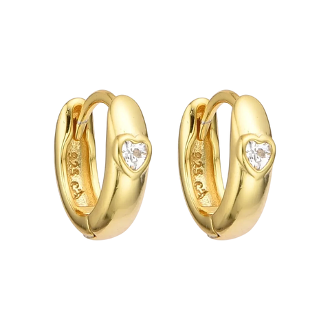 Aros Argollitas Heart's | Plata 925 Italiana | Bañada en Oro Amarillo - comprar online