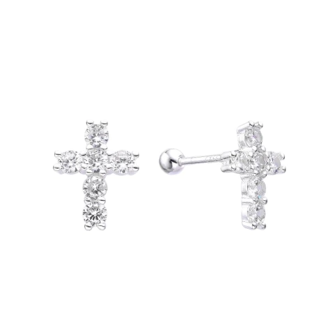 Aros Cross Crystals | Golden or Siver | Plata 925 Italiana - comprar online