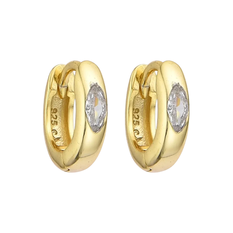 Aros Argollitas Golden Diamonds | Plata 925 Italiana Bañada en Oro Amarillo - comprar online