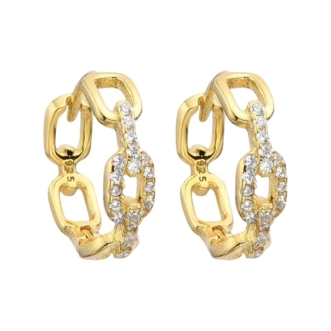 Aros Argollas Forcet Crystals | Plata 925 Italiana Bañada en Oro Amarillo - comprar online
