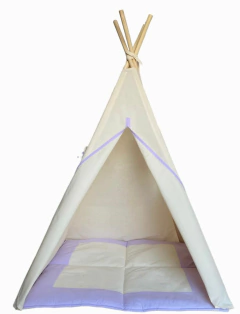 KIT MAX : Cabana infantil lilas + janelas + tapete acolchoado 135x90x90cm