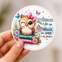 Kit com 100 Adesivos Professores Redondos 4cm | Corujinha Especial
