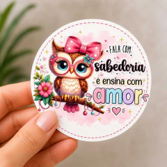 Kit com 100 Adesivos Professores Redondos 4cm | Corujinha Especial