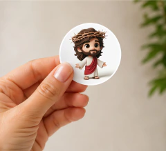 100 Adesivos e Etiquetas Cristao / Jesus 4x4cm Redondo, para presentes e lembrancinhas - loja online