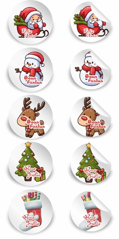 40 Adesivos para sacolas presentes decoração e Mimos Tema Natal 01