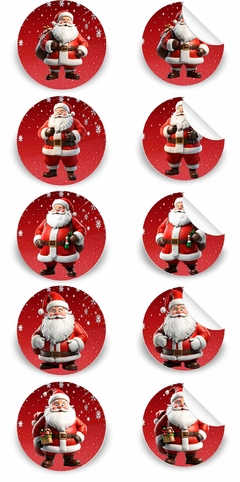 40 Adesivos para sacolas presentes decoração e Mimos Tema Natal 03 Vermelho