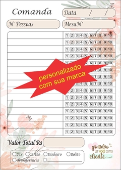 Bloco de Comanda Bar e Restaurante com 100 fls 10x14 Linha PERSONALIZADO