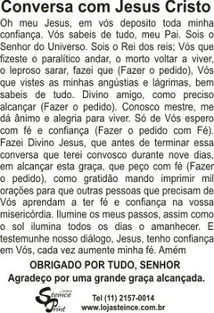Santinho para Oração Novena Conversa com Jesus na internet