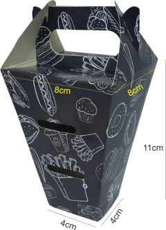 1000 pçs Embalagem Batata e Porções Delivery PP (aprox 100g) - LINHA BLACK - Loja Steince