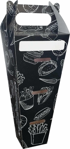 100 pçs Embalagem Batata Delivery P (aprox 230g) - Linha Black