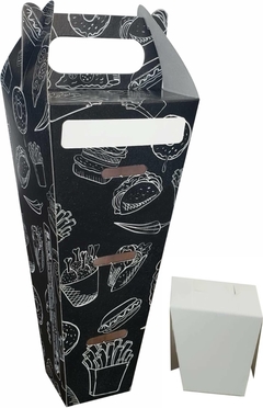 100 pçs Embalagem Pizza Cone Delivery (para 01 cone) - Linha Black