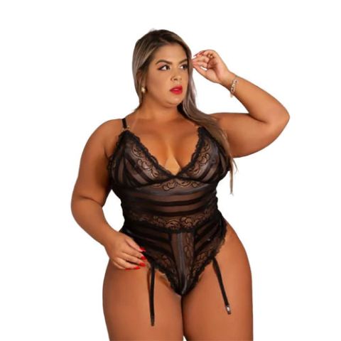 Body Rendado com Pérolas Preto tam 50 - Garota Veneno - comprar online