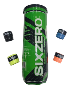 Imagen de Combo Padel Tubo Pelotas X3 + 4 Grips Tenis Paddle