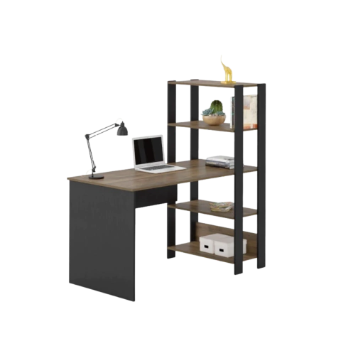 Escritorio Match con Biblioteca | Amplia tapa de madera y 4 estantes repisa | Solución Completa para Oficinas Modernas - comprar online