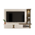 Panel Toronto para Tv | Estantes de Vidrio, Puertas con bisagra y espacio para Biblioteca | Soporta Tv hasta 72" | Color Pino y Blanco | 200x147 cm - comprar online
