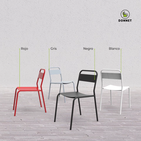 Combo Milan Chapa Apilable tanto mesa como silla | Mesa + 4 Sillas Milan de Caño - tienda online