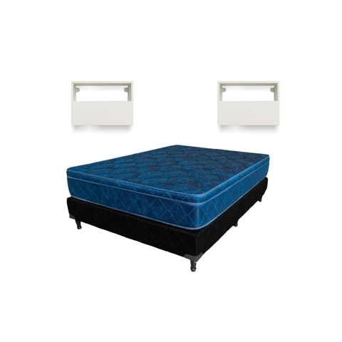 Combo Conjunto Sommier Picasso 140x190 + 2 Mesa de Luz Flotante - comprar online