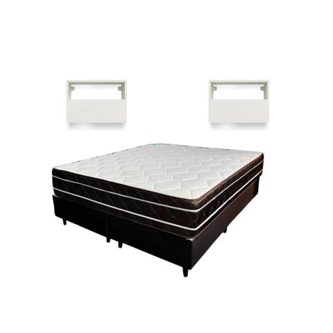 Combo Conjunto Sommier Zafiro 200*200 + 2 Mesa de Luz Flotante