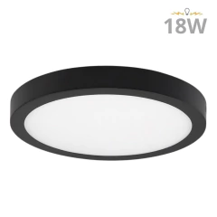 PLAFÓN APLICAR LED REDONDO NEGRO 18W