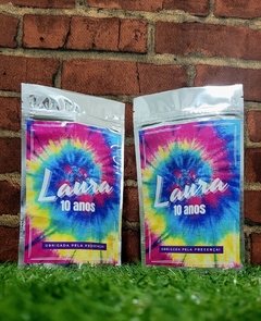 15 saquinhos metalizados sacolinhas surpresa tie dye