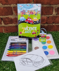 15 estojos de pintura completos carrinhos 31 itens - Festinha Legal